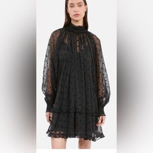 The Kooples Black Sheer Polka Dot Dress